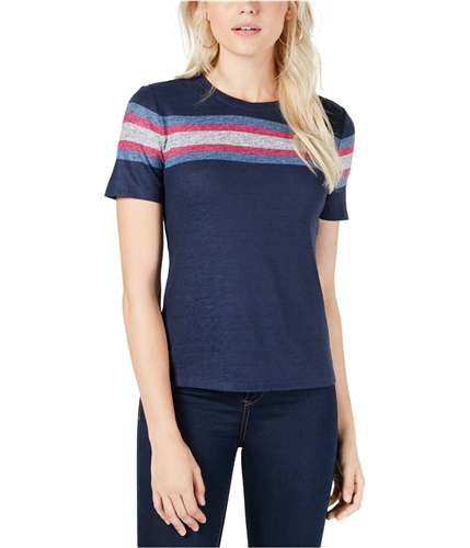 maison Jules Womens Chest Striped Basic T-Shirt blunotte XS