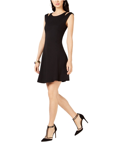 I-N-C Womens Cutout Fit & Flare Dress deepblack L
