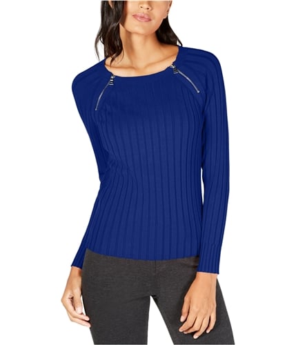 I-N-C Womens Shoulder Zip Pullover Sweater navy XS