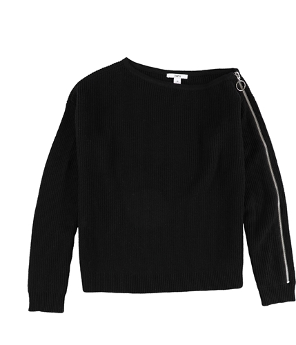 bar III Womens Zipper Sleeve Pullover Sweater black XXS