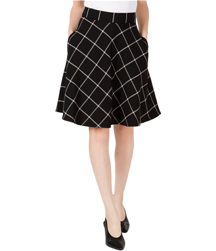 maison Jules Womens Windowpane A-line Skirt black XL