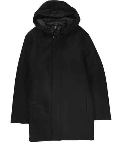 Alfani Mens Hooded Top Coat black S