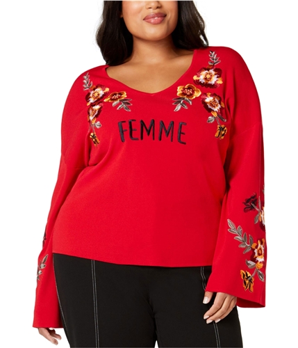 I-N-C Womens Femme Pullover Sweater darkred 1X