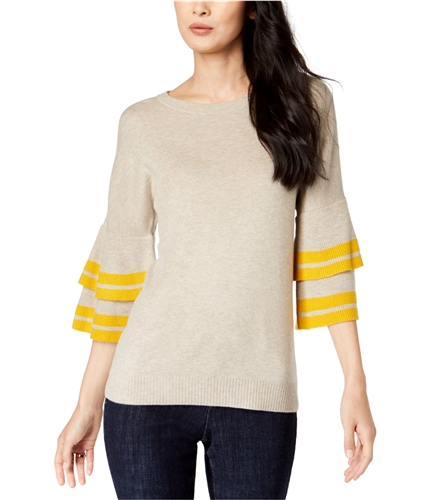 I-N-C Womens Tiered Sleeve Pullover Sweater hthroats L