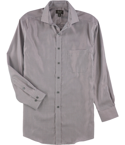 Tasso Elba Mens Non-Iron Houndstooth Button Up Dress Shirt gray 16.5