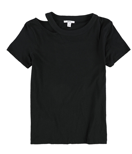 bar III Womens Cutout Basic T-Shirt black XXS