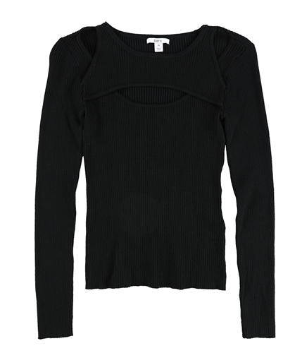 bar III Womens Cutout Ribbed Pullover Sweater black XXS