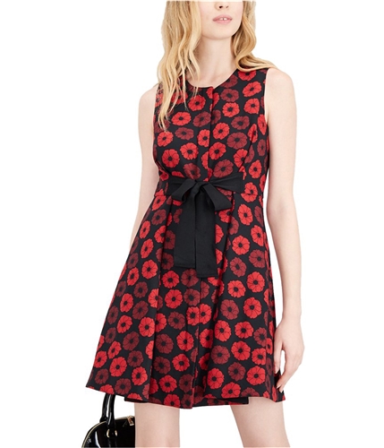 maison Jules Womens Button Front Fit & Flare Dress red 0