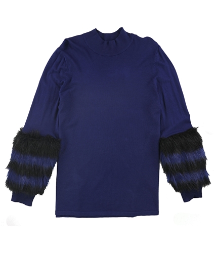 Alfani Womens Faux Fur Cuff Pullover Sweater black S