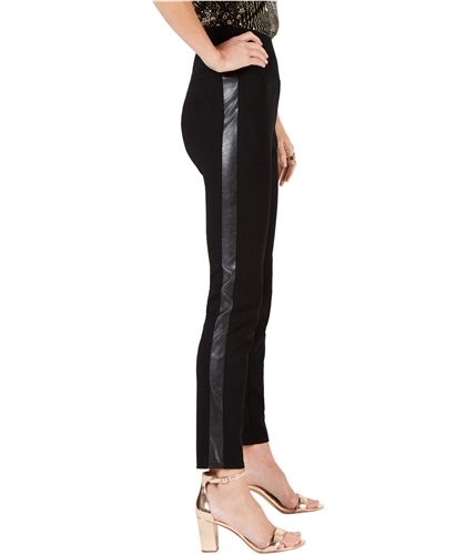 I-N-C Womens leather stripe Casual Trouser Pants deepblack 6x29