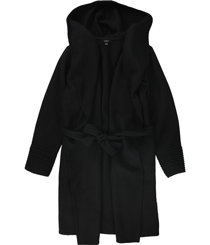 Alfani Womens Drape-Front Hooded Jacket black S/M