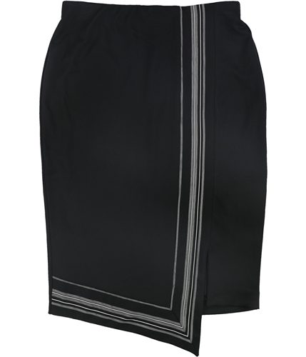 Alfani Womens Striped Asymmetrical Skirt black S