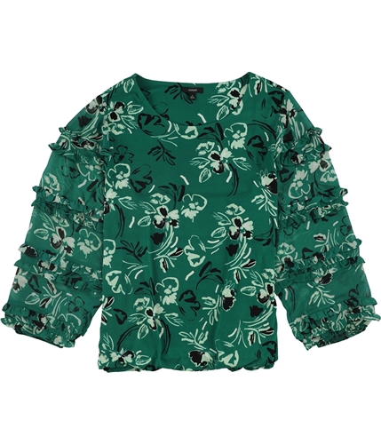 Alfani Womens Bubble Pullover Blouse green 1X