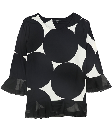 Alfani Womens Mesh-Trim Knit Blouse black S