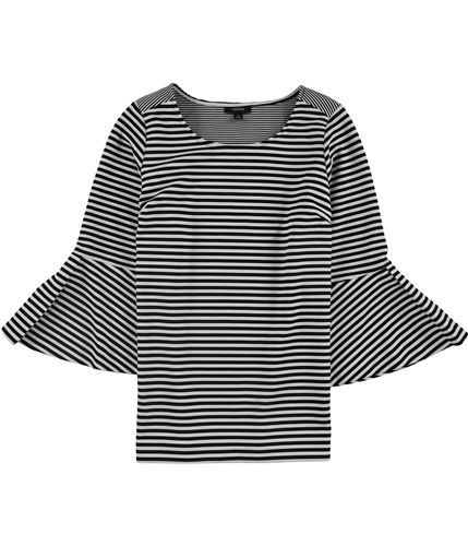 Alfani Womens Striped Pullover Blouse black S