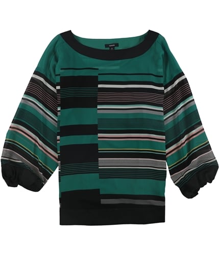 Alfani Womens Striped Kimono Top Blouse green S
