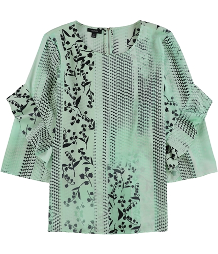 Alfani Womens Ruffled-Sleeve Pullover Blouse green S