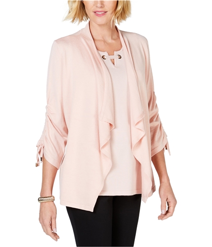 JM Collection Womens Draped Cardigan Sweater pink XL