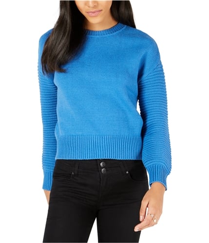 maison Jules Womens Ribbed Sleeve Pullover Sweater brightblue XXS