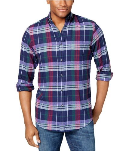 Club Room Mens Plaid Flannel Button Up Shirt navy S