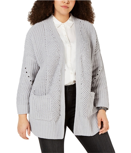 Style & Co. Womens Chenille Cardigan Sweater darkblue 1X