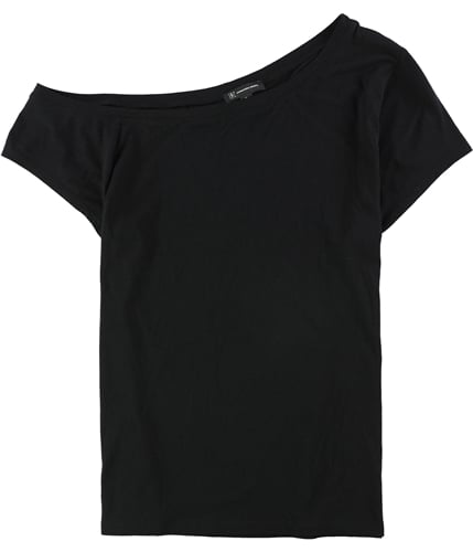 I-N-C Womens Off the Shoulder Basic T-Shirt deepblack XS