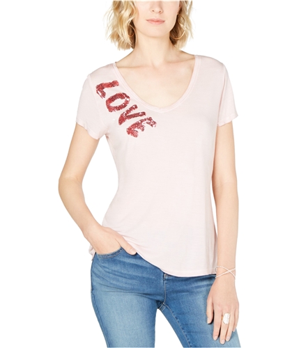 I-N-C Womens Love Embellished T-Shirt pinkfrosting S