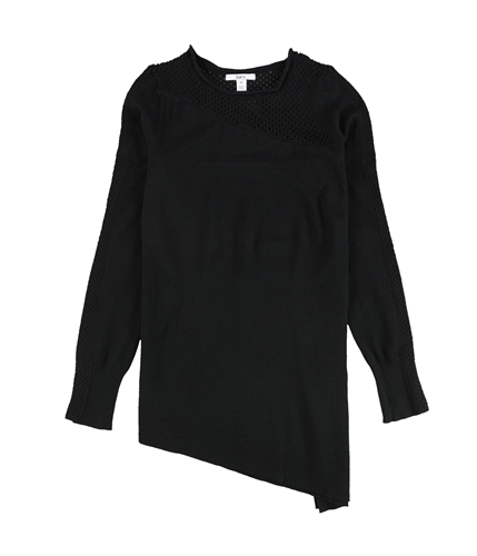 bar III Womens Mesh Inset Pullover Sweater black XS