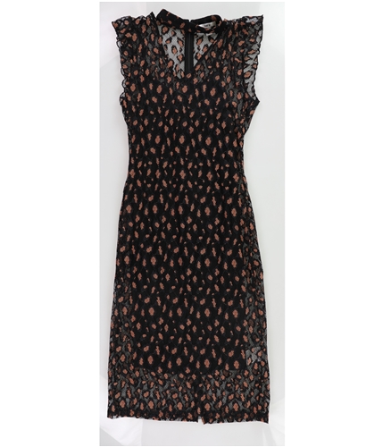 bar III Womens Cheetah Lace Midi Dress black XXS