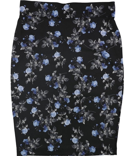 Alfani Womens Floral Midi Skirt black 16W