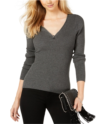 I-N-C Womens Zipper V Pullover Sweater natural 2XL