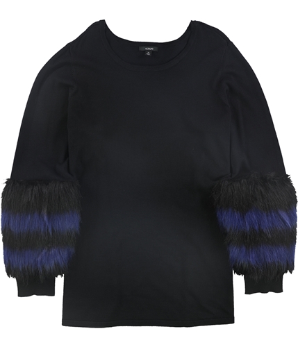 Alfani Womens Faux Fur Trim Pullover Blouse black 1X