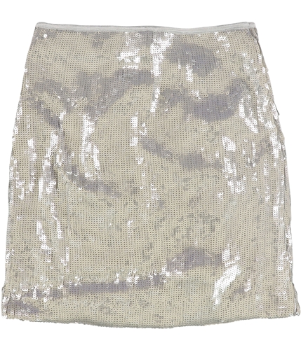bar III Womens Sequin Midi Skirt silver XS