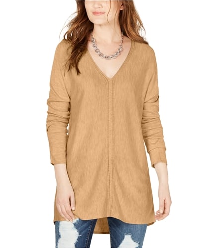 I-N-C Womens V-Neck Sweater Tunic Blouse gold M