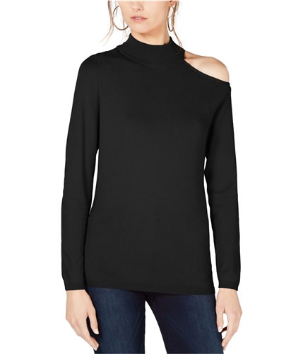 I-N-C Womens One Shoulder Pullover Sweater black XS