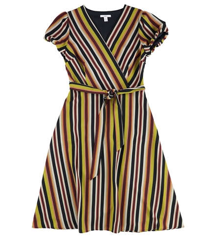 bar III Womens Striped Wrap Dress medyellow XS