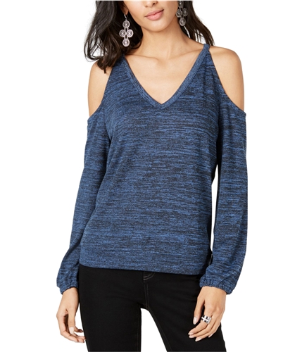 I-N-C Womens V-Neck Cold Shoulder Blouse blue S