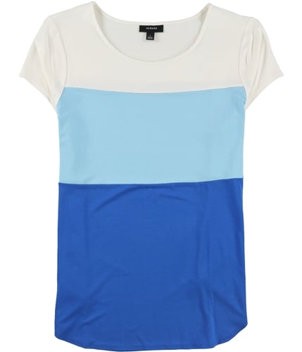Alfani Womens Colorblock Basic T-Shirt darkblue L