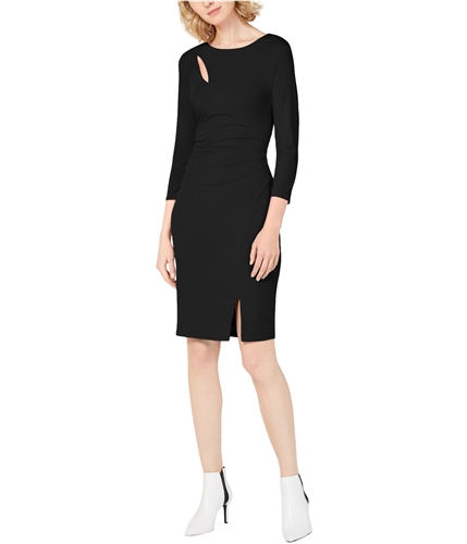 I-N-C Womens 3/4 Sleeve Bodycon Dress black M