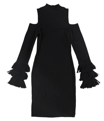 bar III Womens Cold Shoulder Sweater Dress black XS