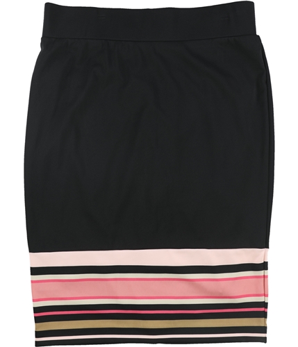 Alfani Womens Striped Midi Skirt black 14W