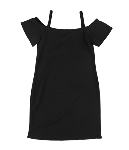 bar III Womens Solid Cold Shoulder Dress black XS