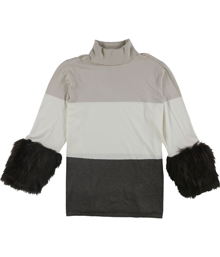 Alfani Womens Faux-Fur Cuff Pullover Sweater beigekhaki 1X