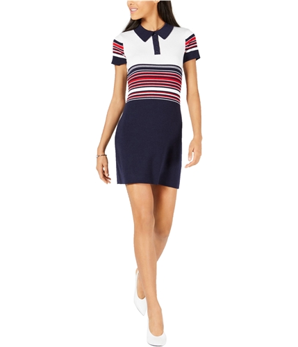 maison Jules Womens Striped Sweater Dress navy XS
