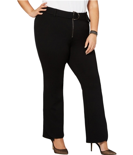 I-N-C Womens Belted Ponte Casual Trouser Pants black 16W/31