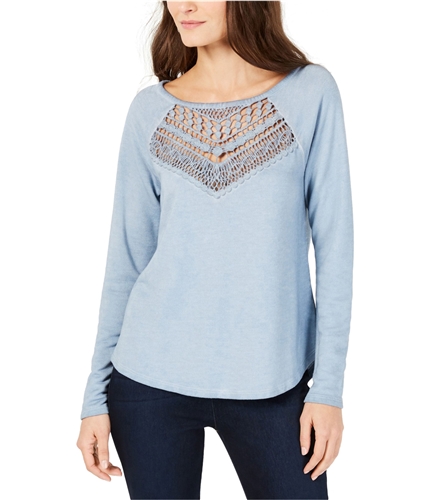I-N-C Womens Lace Front Detail Sweatshirt blue XS