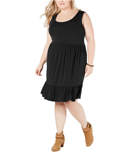 Style & Co. Womens Ruffle Hem Jersey Dress black 1X