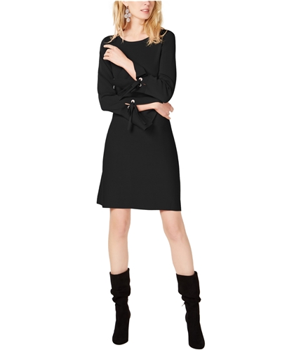 I-N-C Womens Grommet Sweater Dress black XS