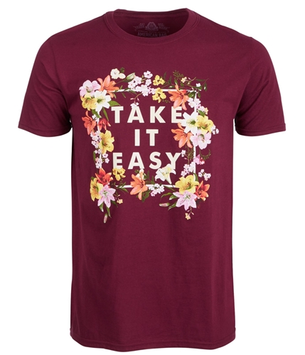 American Rag Mens Floral Graphic T-Shirt maroon S