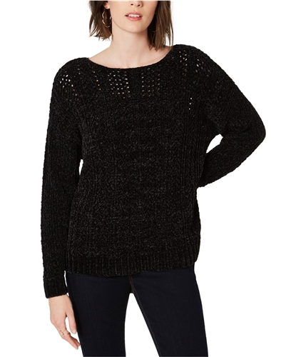 I-N-C Womens Chenille Pullover Sweater black M